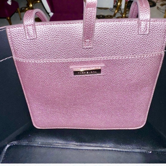 New! Tory Burch McGraw Metallic Pink Leather Tote — NWOT - Picture 7 of 10